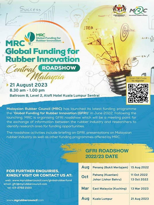 eposter MRC GLOBAL FUNDING FOR RUBBER INNOVATION INVITATION TO ROADSHOW IN CENTRAL MALAYSIA v2