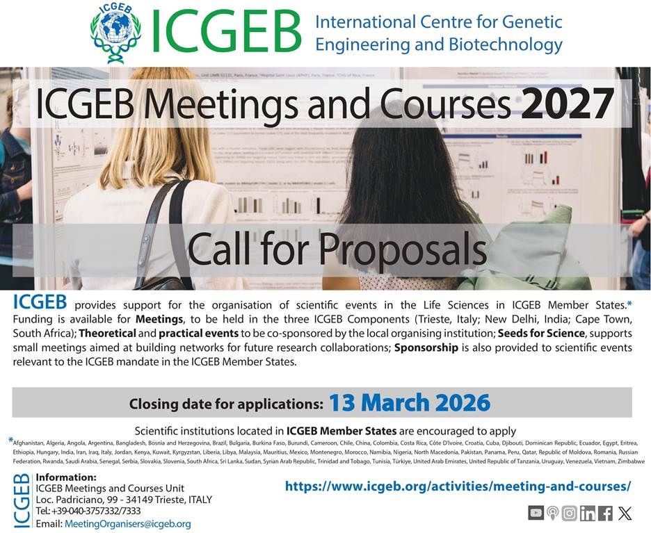 eposter PELAWAAN CALL FOR PROPOSALS BAGI PROGRAM ICGEB MEETING AND COURSES 2027