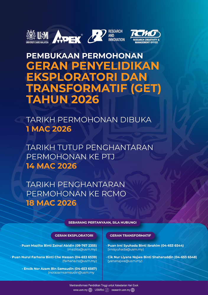 eposter PEMAKLUMAN PEMBUKAAN PERMOHONAN GERAN PENYELIDIKAN EKSPLORATORI DAN TRANSFORMATIF GET TAHUN 2026 DI BAWAH DANA KELESTARIAN PENYELIDIKAN JABATAN PENDIDIKAN TINGGI DKP JP