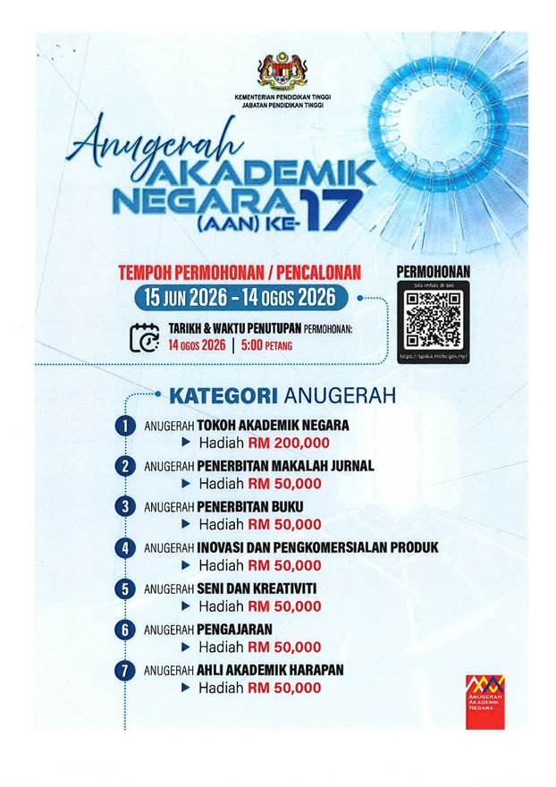 eposter PEMBUKAAN PERMOHONAN PENCALONAN ANUGERAH AKADEMIK NEGARA AAN KE 17