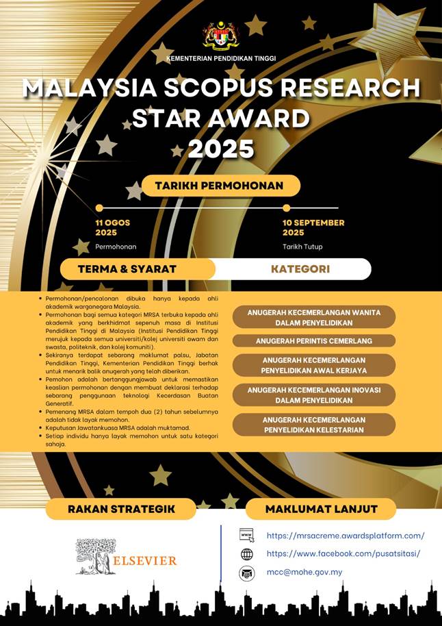 eposter PERMOHONAN ANUGERAH MALAYSIA RESEARCH STAR AWARD MRSA 2025