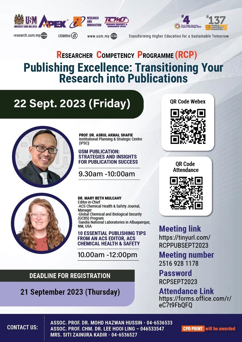 eposter JEMPUTAN KE RESEARCHER COMPETENCY PROGRAMME PUBLISHING EXCELLENCE TRANSITIONING YOUR RESEARCH INTO PUBLICATIONS