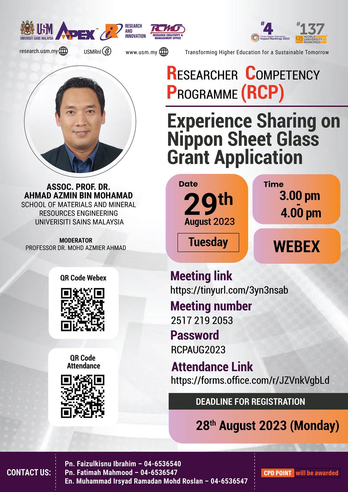 eposter RCP EXPERIENCE SHARING ON NIPPON SHEET GLASS GRANT APPLICATION 290823