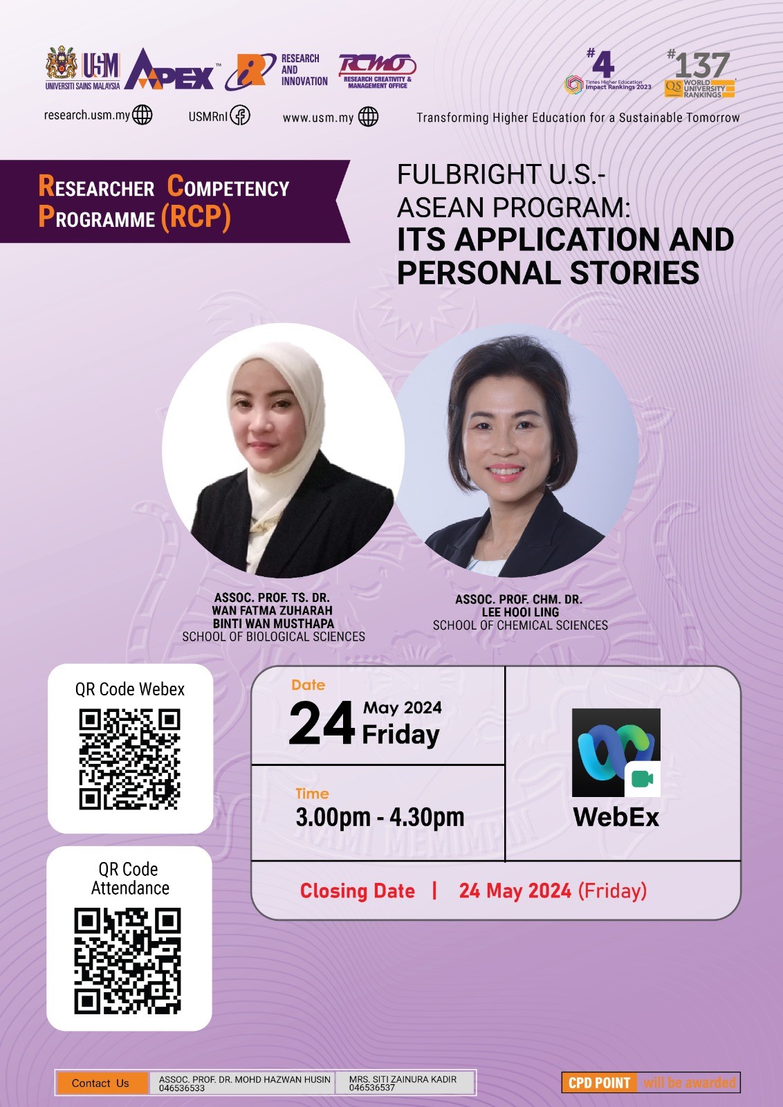 eposter RCP FULBRIGHT US ASEAN PROGRAM ITS APPLICATION AND PERSONAL STORIES