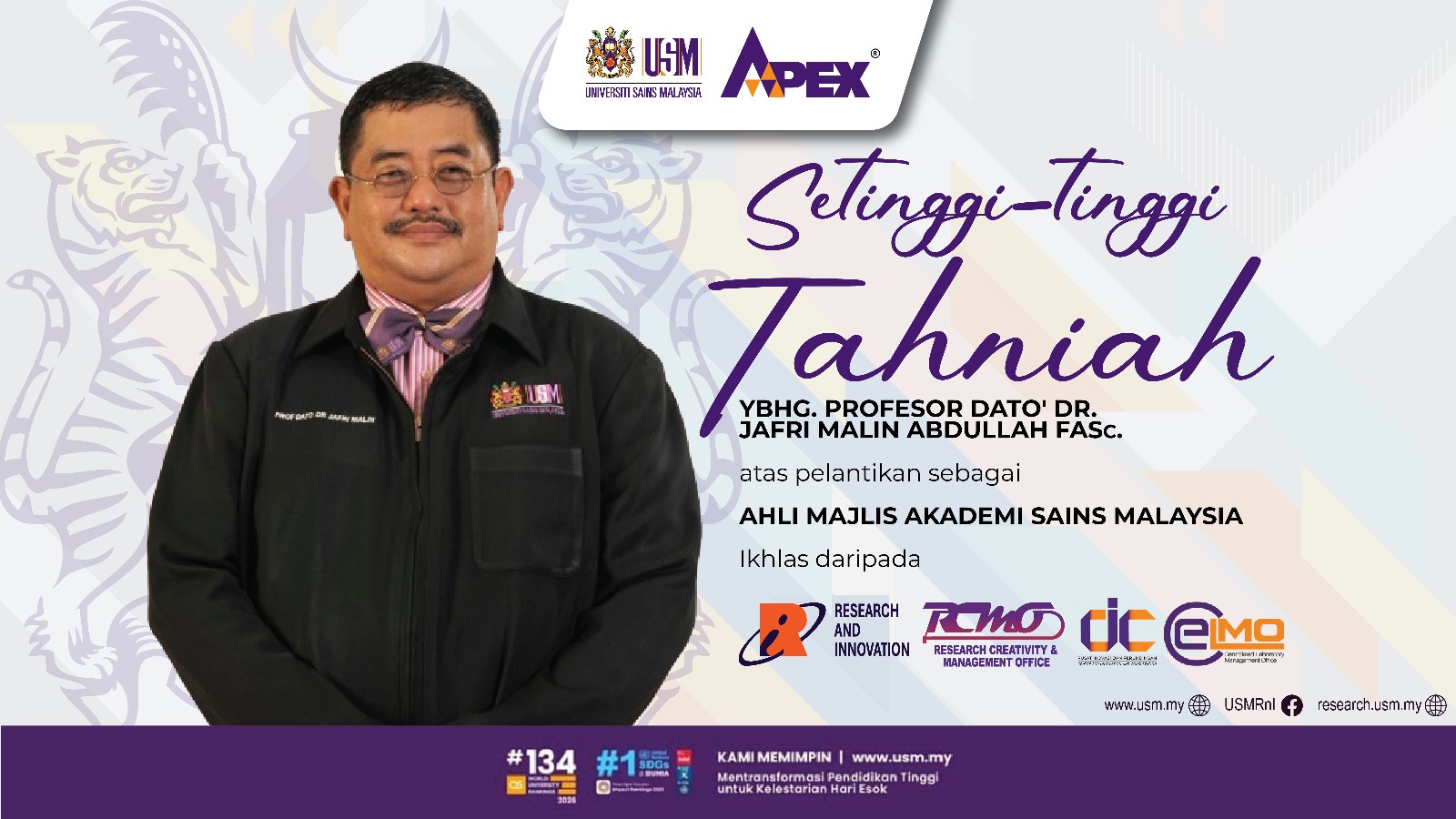ebanner TAHNIAH YBHG. PROF. DATO DR. JAFRI MALIN ABDULLAH