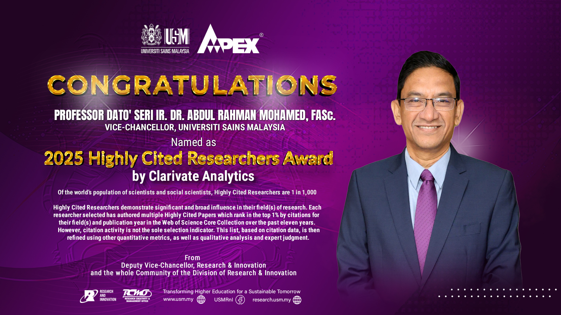 eposter CONGRATULATIONS PROF DATO SERI IR DR ABDUL RAHMAN MOHAMED 131125 v2