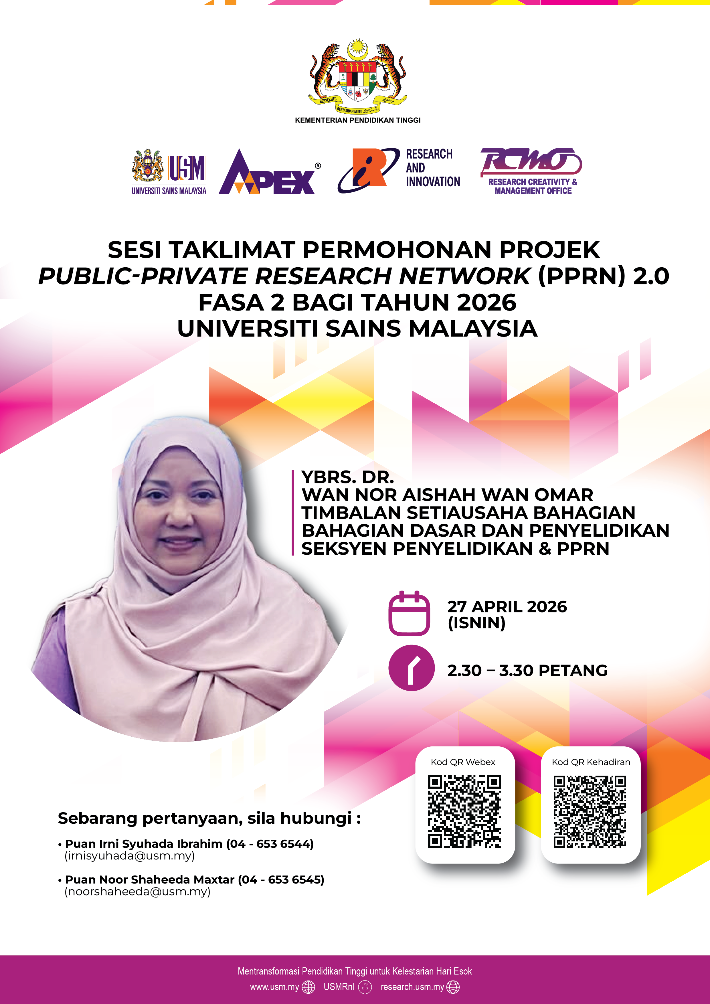 eposter JEMPUTAN KE SESI TAKLIMAT PERMOHONAN PROJEK PPRN 2.0 FASA 2 BAGI TAHUN 2026 USM