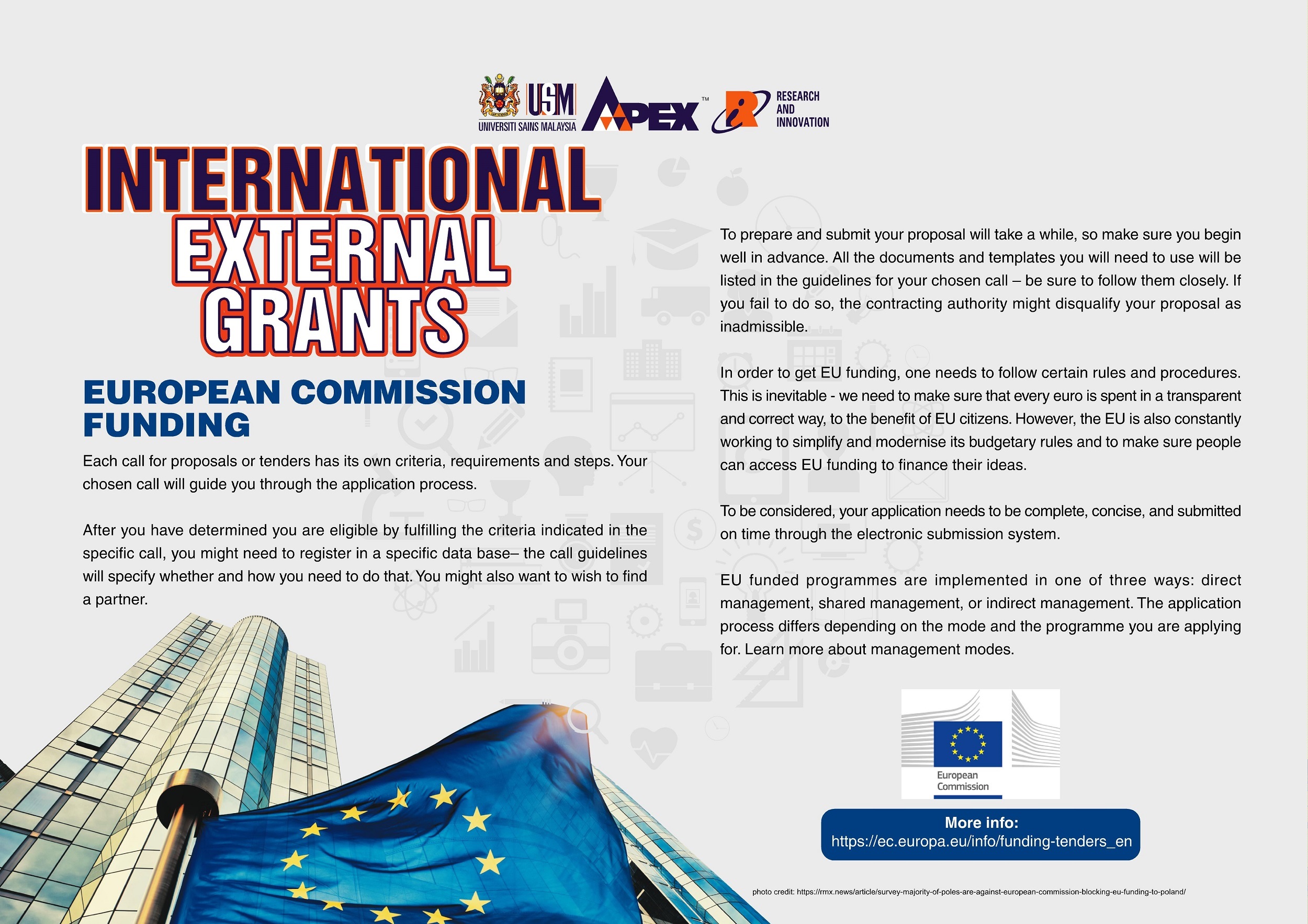 Poster External Grants International EUROPEAN COMMISSION FUNDING edited